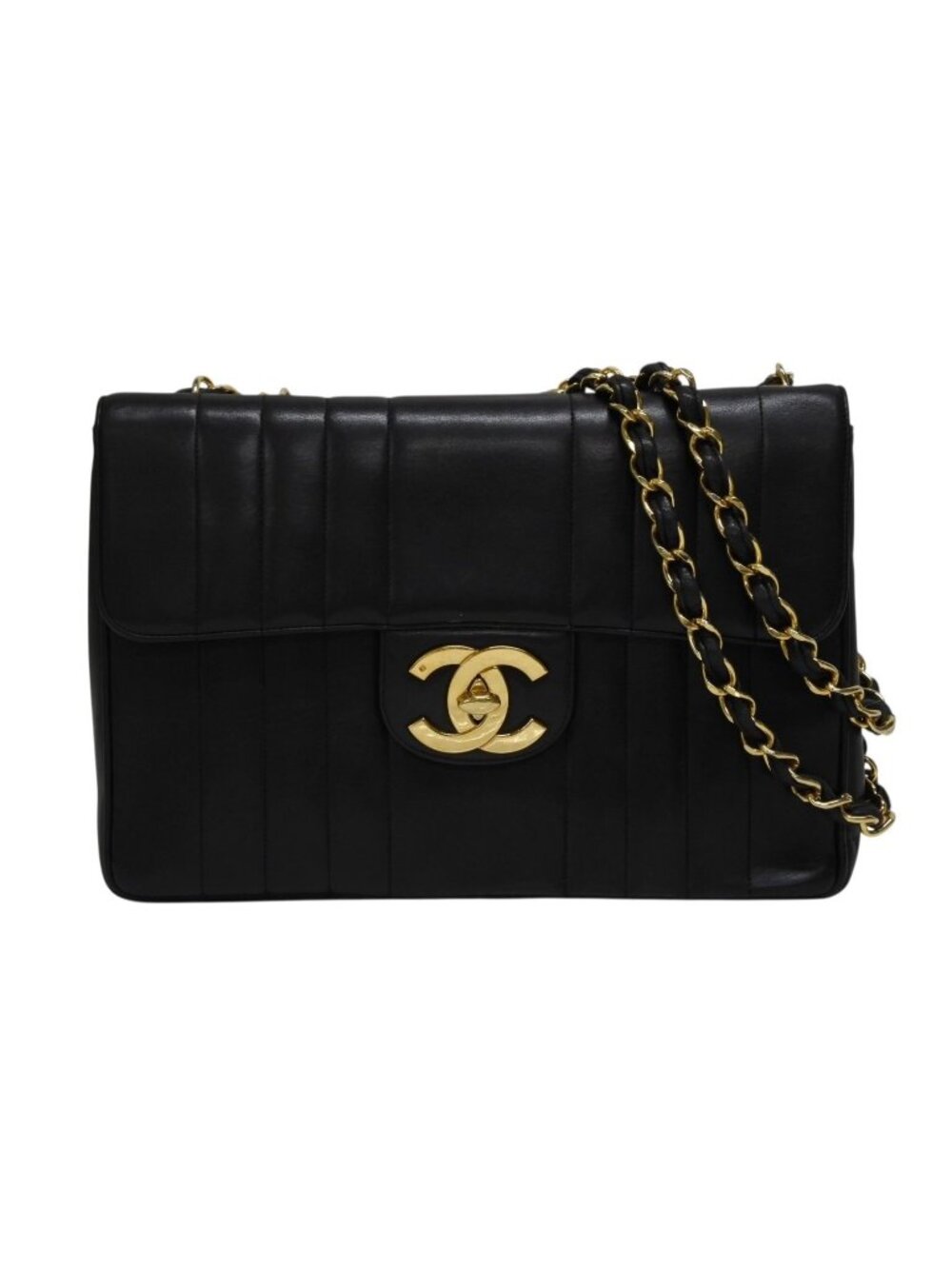 Chanel Mademoiselle S Flap Chain Shoulder Bag CC Logo Lambskin Gold